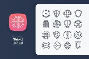 shield outline icon design set vector