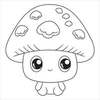 Mushroom House Coloring Page for Kids vector