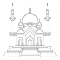 Mezquita de Ramadán para colorear para niños vector