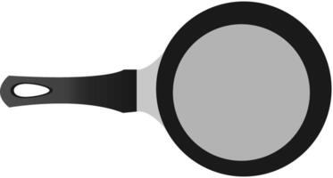 Black Cast Iron frying pan top view isolated on white background. vector