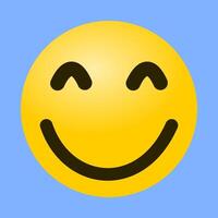 Happy Facial expression emoticon isolated on blue background, happy cartoon, happy facial expression, happy smile emoji, emoticon vector