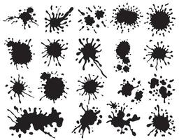 Set of Black Ink Splashes Element vector