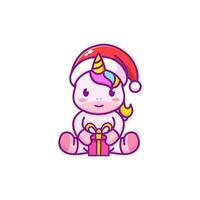 Cute Unicorn celebrating christmas vector