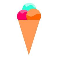 ice cream cone with three scoops. vector