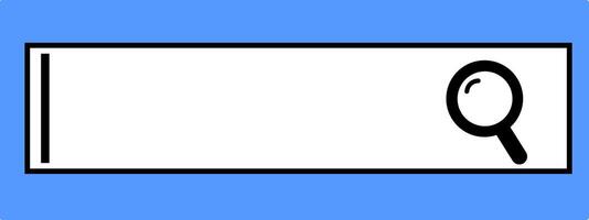 Search here, Search bar icon in flat design isolated on blue background. vector