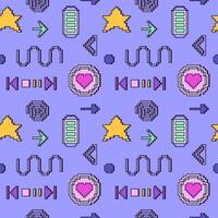 2000s pixel aesthetic nostalgia seamless pattern. Trendy cover of figures, simple shapes in y2k style vector