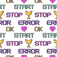 2000s pixel aesthetic nostalgia seamless pattern. Trendy cover of figures, simple shapes in y2k style vector