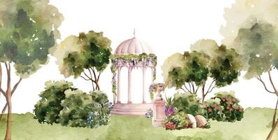 Garden watercolor on white background vector