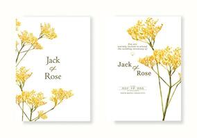 Wedding invitation card with flower watercolor vector