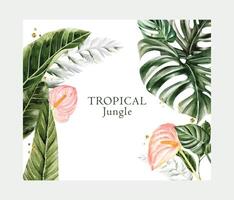 Tropical jungle watercolor background design vector