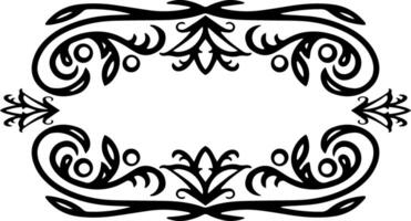 Vintage element Damask frame border pattern Engraving stencil illustration vector