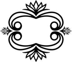 Vintage element Damask frame border pattern Engraving stencil illustration vector