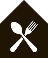 Dining hause Food Center Court Service Canteen or Restaurant Spoon knif fork icon vector