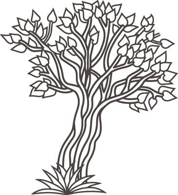 Doodle tree with leaf icon Sketch clipart illustration