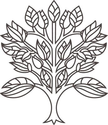 Doodle tree with leaf icon Sketch clipart illustration