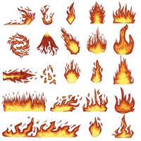 Set of Flame element on white background vector