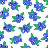 Seamless pattern with blueberries in flat style vector