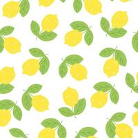 Seamless pattern with lemons in flat style vector