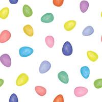 Easter seamless gentle pattern with bunnies and easter eggs over white background. Easter holiday decor for website, package, greeting card design vector