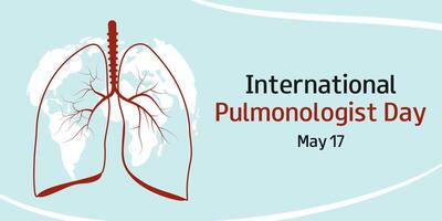 International Pulmonologist Day. May 17. silhouette of lungs and text. Design for banner, greeting card, presentation, flyer. vector