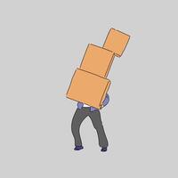 Heavy Burden, Overloaded with Boxes vector