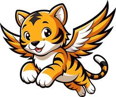 Flying baby tiger logo illustration vector