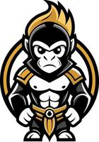 Little gorilla warrior logo illustration vector