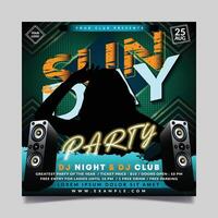 Sunday party flyer template with turquoise green background combination vector