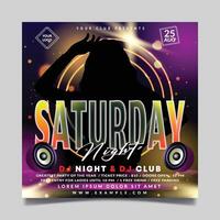 Saturday night flyer template with right and left speakers vector