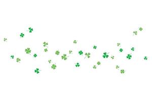 Background of flying green clover leaves, three and four leaf. illustration for cover, banner, poster, card, web and packaging. vector