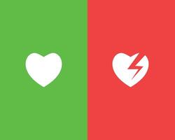 two different colors with a heart and a broken heart vector