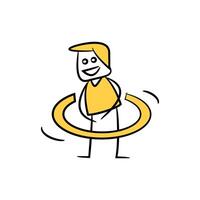 a cartoon man is standing in front of a hula hoop vector