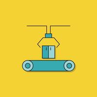 a flat icon of a robot on a conveyor belt vector