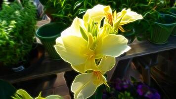 digital pintura estilo representando un grande amarillo flor foto
