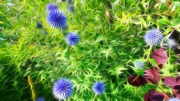 digital pintura estilo representando cardo flores en un campo foto