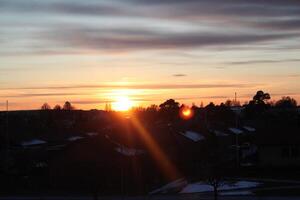 an autumn sunset in Scandinavia photo