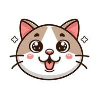 Funny Cat Face flat design. minimal style illustration vector