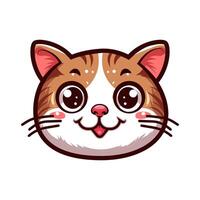 Funny Cat Face flat design. minimal style illustration vector