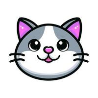 Funny Cat Face flat design. minimal style illustration vector