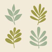 Flat style green leaves collection vector