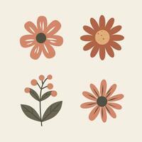 set of flowers plant in pots vector