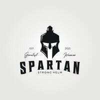strong helmet of spartan logo typography icon vintage illustration vector