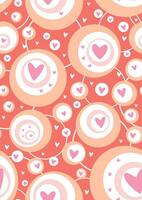 Colorful illustration of colorful frame with hearts and graphic elements. vector