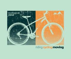 illustration of bicycle silhouette in composition with lettering. vector