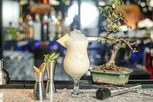 Close-Up of a Cocktail Drink on a Bar Counter photo