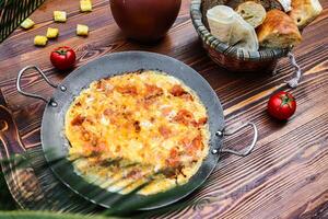 Delicately Arranged Meal on Rustic Wooden Table photo