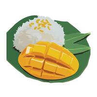 Sitcky Rice with Mango Design vector