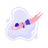 Swimming Sports Woman Character Flat Illustration vector