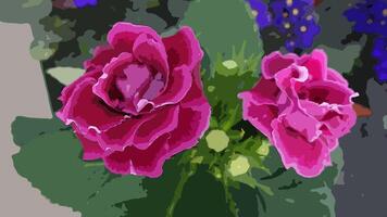 Digital painting style representing a pink hydrangea plant photo