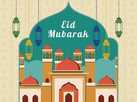 Eid Mubarak greeting card vector